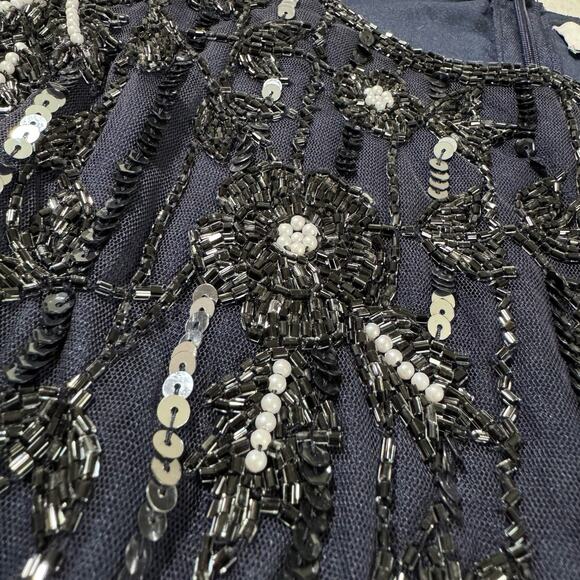 Mac Duggal 93626 Blue Size 12 Embellished Gown High Neck Illusion Long SleeveNWT - Picture 16 of 16